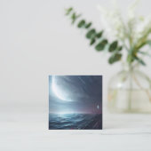 大きな月を持つファンタジーの白熱［赤熱］光を放つ場所 スクエア名刺 (スタンド正面)