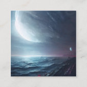 大きな月を持つファンタジーの白熱［赤熱］光を放つ場所 スクエア名刺 (正面)