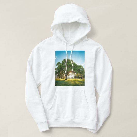大きな木と静かなひととき – ナチュラルTシャツ パーカ (デザイン正面)