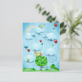 大きな木と飛んでいる魚 ポストカード (スタンド正面)