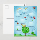 大きな木と飛んでいる魚 ポストカード (正面/裏面)