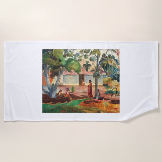 大きな木は有名絵を描なカラフルで素敵だ ビーチタオル (正面)