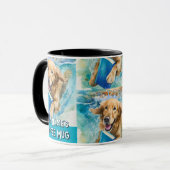 大きな本と走る犬のコーヒーマグ マグカップ (正面左)