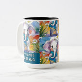 大きな本を持っている象の二音コーヒーマグ ツートーンマグカップ (正面左)