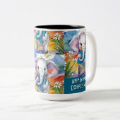 大きな本を持っている象の二音コーヒーマグ ツートーンマグカップ (正面右)