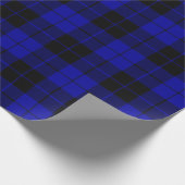 大きな格子模様黒と青の折り返し紙 ラッピングペーパー (角)