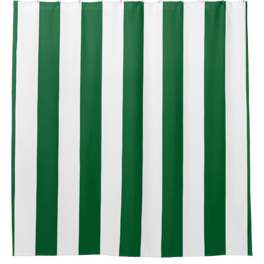 大きな森の緑の白い垂直ストライプ#2 シャワーカーテン (正面)