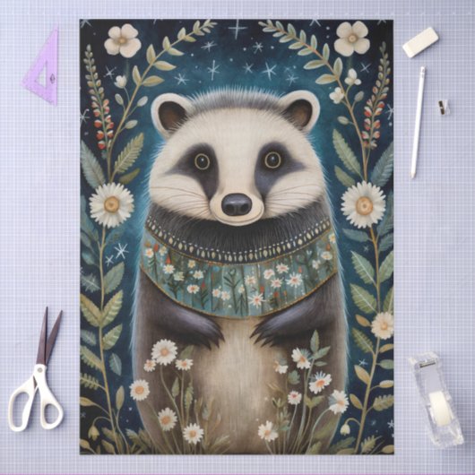 大きな森林生物花模様切り離し 薄葉紙 (クラフト)