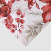 大きな植物画調の赤と白の花 ユーカリ 薄葉紙 (詳細)