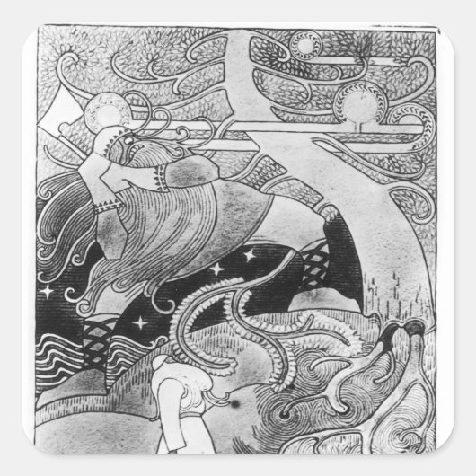 大きな樫の木が切り倒されている スクエアシール (正面)