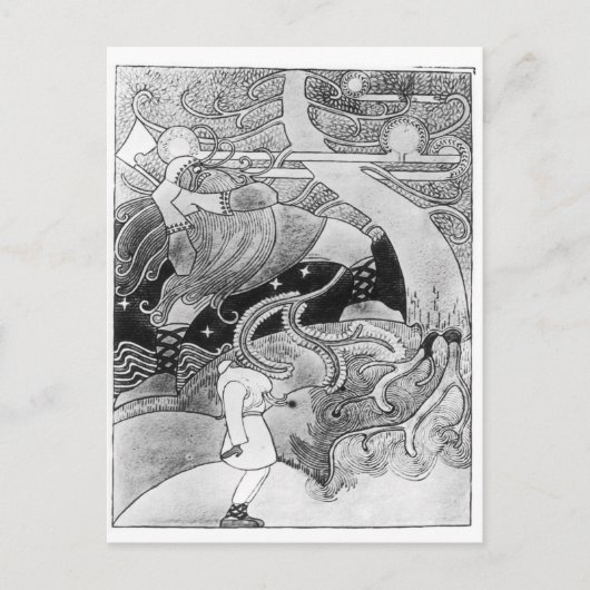 大きな樫の木が切り倒されている ポストカード (正面)