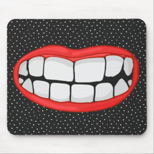 大きな歯の赤い唇スマイル マウスパッド