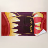 大きな歯をした怪物の口 ビーチタオル (正面)