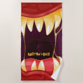 大きな歯をした怪物の口 ビーチタオル (正面)