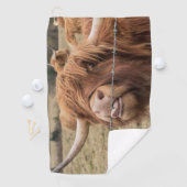 大きな毛おもしろい毛の多いスコットランドの高地牛 ゴルフタオル (インサイチュ)