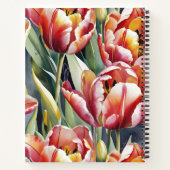 大きな水彩の赤と黄色のチューリップ | あなたの名前 ノートブック (裏面)