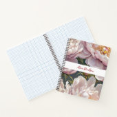 大きな水彩ピンクの牡丹 | お名前 ノートブック (内部)