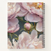 大きな水彩ピンクの牡丹 | お名前 ノートブック (裏面)