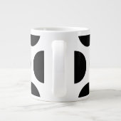 大きな水玉模様パターン:黒&白 ジャンボコーヒーマグカップ (裏面)