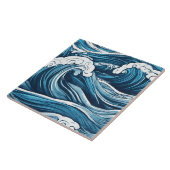 大きな泡立つ青い海、海の波抽象芸術 タイル (側面)