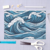 大きな泡立つ青い海、海の波抽象芸術 薄葉紙 (クラフト)