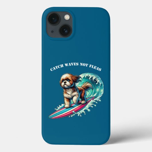 大きな波に乗るサーフボードの犬のサーフィンURM Case-Mate iPhoneケース (裏面)