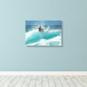 大きな波のキャンバス印刷でサーファー キャンバスプリント (インサイチュ (ウッドフロア))