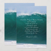 大きな波のビーチウェディング カジュアルな式 招待状 (正面/裏面)