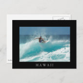 大きな波の上にサーファー黒いハワイのはがき ポストカード (正面/裏面)