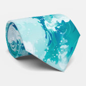大きな波浪の海デザイン ネクタイ (ロール)