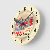 大きな消防士ファイヤートラック消防士 ラウンド壁時計 (傾斜)