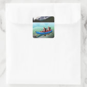 大きな湖のカヤックの人々 スクエアシール (バッグ)