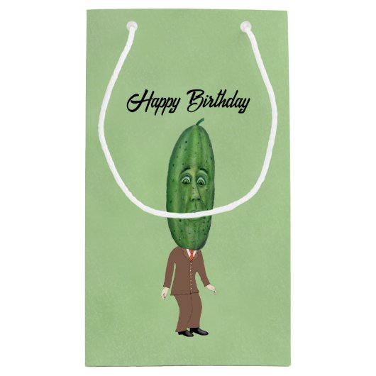 大きな漬物頭を持つ男は顔グリーンを驚かせた スモールペーパーバッグ (裏面)