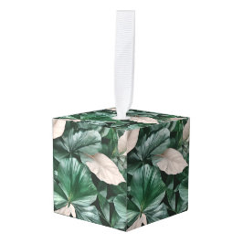 大きな濃い葉模様 キューブオーナメント