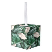 大きな濃い葉模様 キューブオーナメント (裏面アングル)