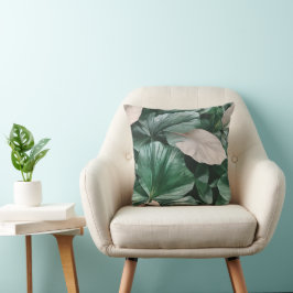 大きな濃い葉模様 クッション