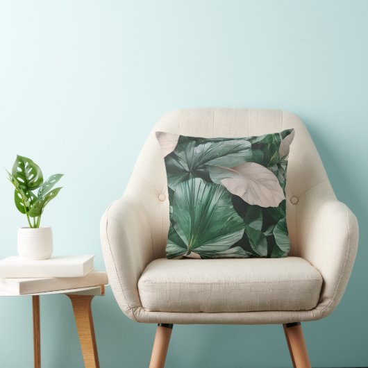 大きな濃い葉模様 クッション (椅子)