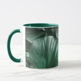 大きな濃い葉模様 マグカップ