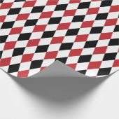 大きな濃い赤、黒と白のハーレクイン ラッピングペーパー (角)