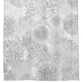 大きな灰色のダリアパターン シャワーカーテン (正面)