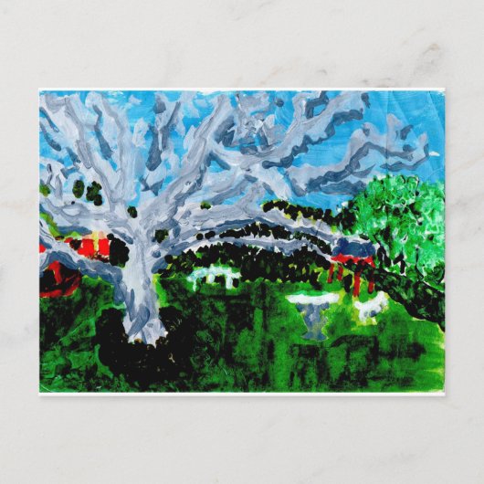 大きな灰色の木で、折り目付きはがき ポストカード (正面)