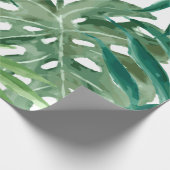 大きな熱帯モンステラとパーム葉の ラッピングペーパー (角)