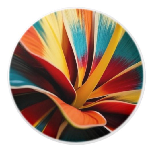 大きな熱帯花 セラミックノブ (正面)