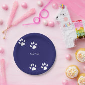 大きな犬の前足が青にプリント ペーパープレート (パーティー)