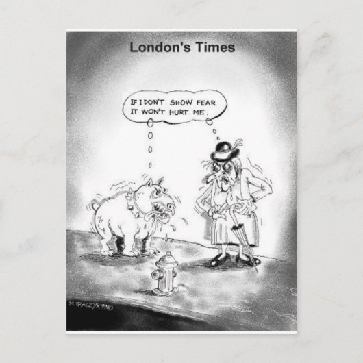 大きな犬の漫画のギフトとおもしろいティーを怖がらせる方法 ポストカード (正面)