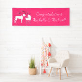 大きな犬の赤ちゃんシャワーパピーピンクガール 横断幕 (インサイチュ)