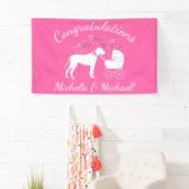大きな犬の赤ちゃんシャワーパピーピンクガール 横断幕 (インサイチュ)