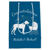 大きな犬の赤ちゃんシャワー ミディアムペーパーバッグ (裏面)