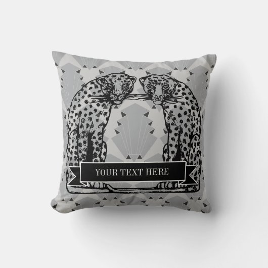 大きな猫のチータのアールデコのハリウッドの執権期間のスタイル クッション (正面)