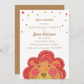 大きな猫の子供の誕生日のパーティの招待状 招待状 (正面/裏面)